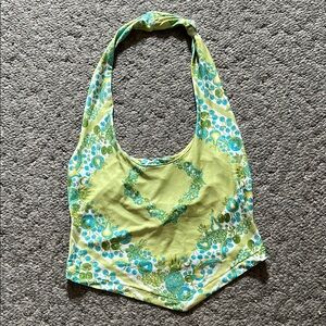 Urban Outfitters Retro 60s Green Halter Crop Top